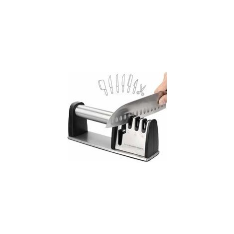 Aiguiseur couteaux professionnel 4-en-1, manuel, acier tungstène et céramique, antidérapant – (1/5)