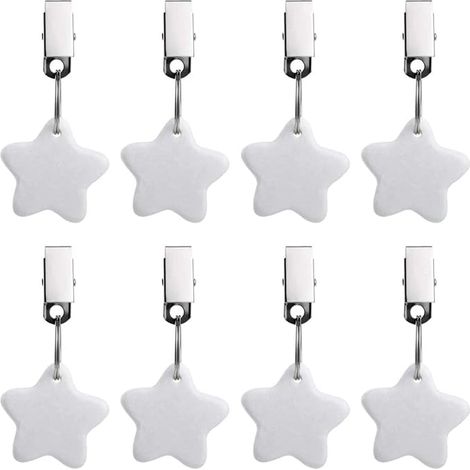 Set di 8 pesi per tovaglia WANGCL con clip in acciaio inossidabile per uso esterno, cene in famiglia, feste, matrimoni, campeggio, picnic, a forma di stella - Bianco (1/5)