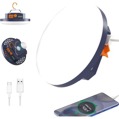 Lampada da campeggio portatile da 7200 mAh, power bank mobile, luce da tenda ricaricabile, adatta per campeggio e lavoro
