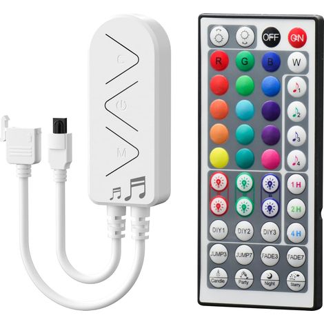 Contrôleur de bande LED RGB, télécommande 44 touches et synchronisation de la musique de contrôle APP, contrôleur RGB remplacé pour 12 V/24 V 4 broches pour bandes LED RGB COB SMD 5050 et 3528 (1/5)