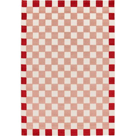 sweeek - In- und Outdoor-Teppich, rosa und rot kariert - 160 x 230 cm
