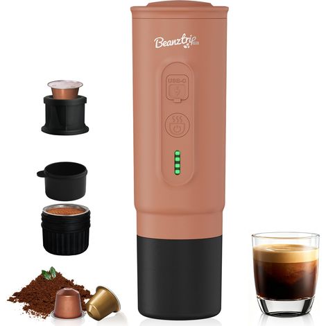 Machine à café portable 2 en 1 avec batterie, 20 bar, auto-chauffante, USB-C, compatible avec capsules NS et café moulu, mini machine à café de camping pour les déplacements (1/5)