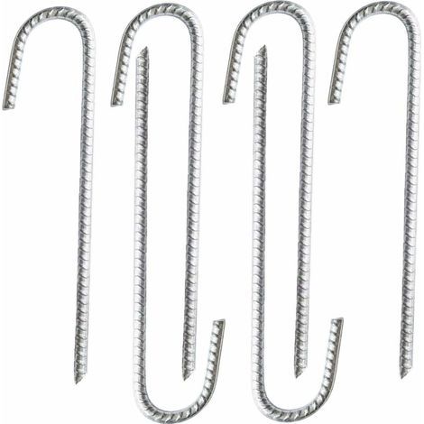 Lot de 6 piquets d’ancrage en acier galvanisé robuste pour barres d’armature en J - Pour chapiteaux, tonnelles, châteaux, tentes, trampolines, rebondissements, camping, filets de football (1/4)