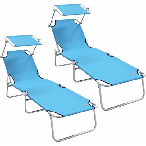 Maison Exclusive - Lettino da sole 2 pcs Blu Vivo 58 x 188 x 77cm Poliestere