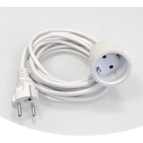 VIESTA rallonge électrique IP44 pour panneau infrarouge, chauffage infrarouge de 5m, avec prise euro et prise de terre, prolongateur, câble électrique, blanc - 16A, 250V, max. 2500W (1/4)