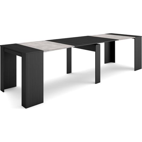 Skraut Home - Consolle allungabile, Tavolo consolle allungabile , 300, Per 14 persone, Tavolo da pranzo, Stile moderno, Grigio Cemento (1/5)