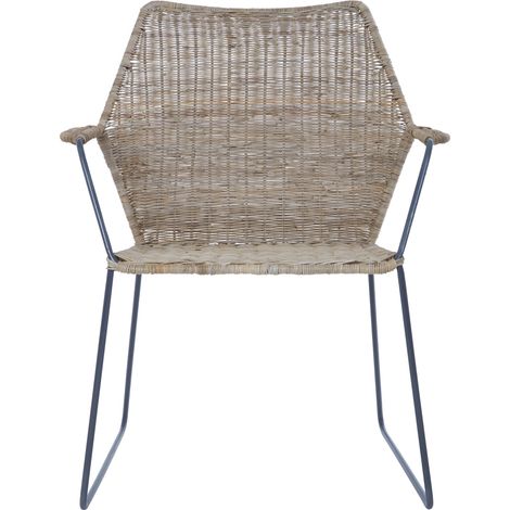 Interiors by Premier Angled Design Natural Rattan Chair, Easy to Clean Outdoor Chair, Arm & Backrest Rattan chair, Rattan Chair (1/5)