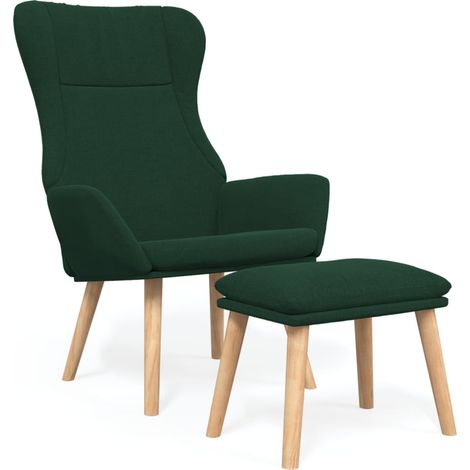 Maison Exclusive - Poltrona Relax con Poggiapiedi Verde Scuro in Tessuto (1/5)