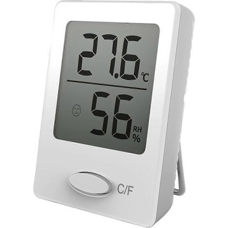 Hygromètre-thermomètre d'intérieur SagaSave, mini-mesureur précis d'humidité et de température avec grand écran LCD pour chambre de bébé, salon, serre (blanc) (1/5)