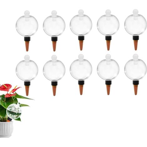 Boule D'irrigation - Lot De 10 - Céramique Et Polypropylène - Auto-arrosage 500 Ml - Intérieur Et Extérieur - Transparent (1/5)