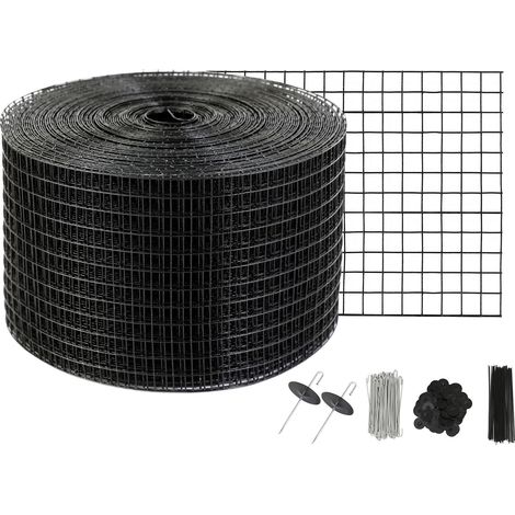 Rouleau Grille Protection Panneaux Solaires 20,3 cm x 30,5 m Kit Treillis Anti-Oiseau 70 Attaches Inox Revêtement en PVC Antirouille Maille Métal 12 mm Max. pour Créatures Écureuils (1/5)