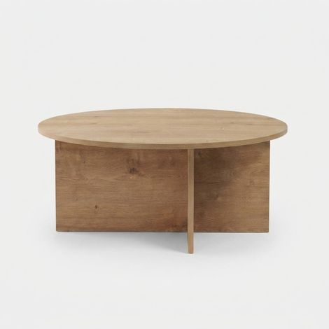 Runder Wohnzimmer-Beistelltisch aus Holz 90x90 Soleil - Eiche