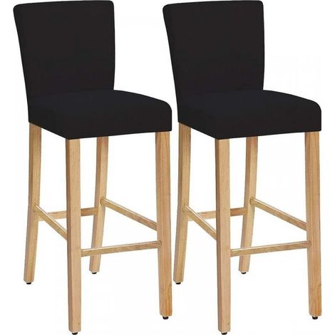 Housses de chaise de salle à manger lavables et amovibles extensibles, housses de tabouret de bar, housses de chaise de bar Housse de siège de comptoir de pub (noir, lot de 2) (1/5)