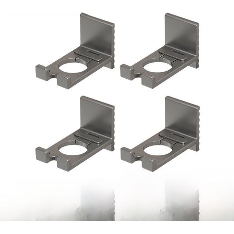 Lot de 4 supports de rangement gris anthracite pour gel douche, sans perçage, pour shampoing et savon pour les mains. (1/5)