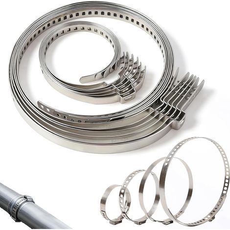 12 Pieces Universal Gimbal Bellows Collar, 25-50 mm and 50-120 mm Universal Stainless Steel Gimbal Bellows Clamp Adjustable for Pipes, Sleeves, Filters (1/5)