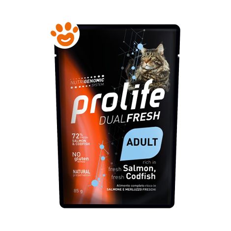 Gatto - Dual Fresh Adult Con Salmone e Merluzzo 85 gr Prolife