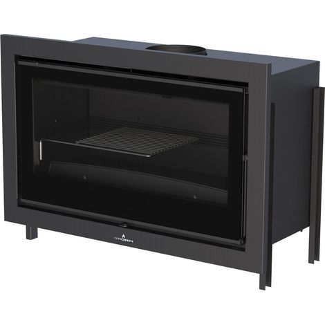 Bronpi – Insert à bois ventilé canalisable 14 kW – Foyer en fonte – 2 sorties canalisables – Volume de chauffe 375 m³ – Évacuation supérieure