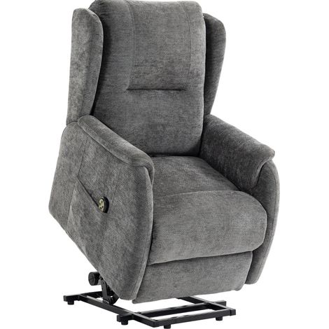 Sillón relax elevador eléctrico de chenilla, gris oscuro, con mando (1/4)