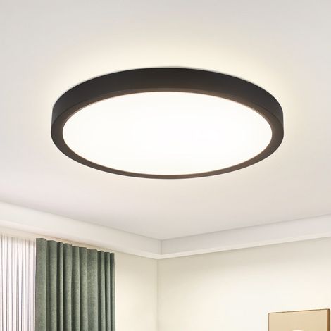 ZMH Plafonnier LED plate Ronde Noir - Petit modèle moderne 4000K blanc neutre 15W Lampe de plafond pour entrée, salon, chambre à coucher, cuisine Ø18cm (1/5)