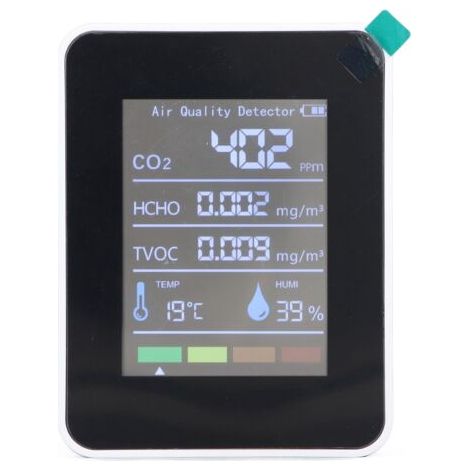 Moniteur de qualité de l'air 5 en 1, détecteur CO2 TVOC HCHO température humidité, testeur avec écran LCD,de dyk.Trywise (1/4)