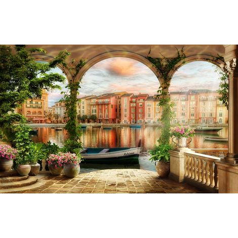 Tableau paysage de venise illustré - 80x50 cm