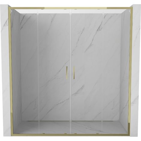 Mexen – Portes de douche doubles coulissantes 170 cm en verre trempé transparent – Finition dorée – Installation universelle – 81521700005000 (1/5)