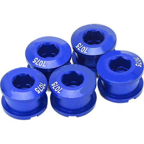 Lot de 5 vis de plateau simple en alliage d'aluminium, ultra-légères, pour vélo de route et VTT (bleues). (1/5)