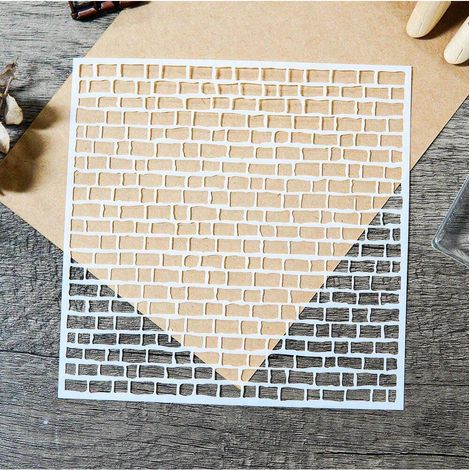 1 pochoir « Mini Brick » blanc crème, pour la décoration murale de scrapbooking DIY et les techniques d'embossage (1/5)