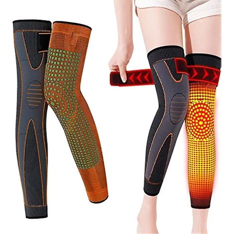 Selbsterwärmende, formende Turmalin-Kniebandage für Akupressur, Turmalin- und Beifuß-Akupressur – Größe M – Orange