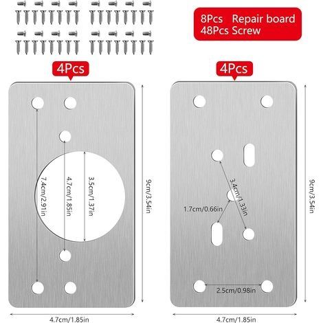 Möbelscharnier, 8-teiliges Scharnier-Reparaturset aus Edelstahl mit 48 Schrauben für Holzmöbel, Regale und Schränke (9050 mm) (1/4)