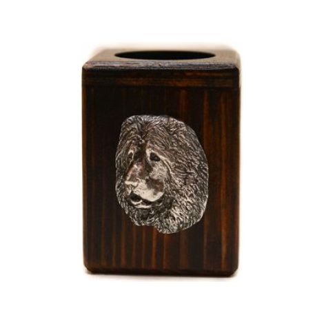 Bougeoir - Tête De Chien Berger Du Caucase - Bois De Pin - Décoration En Alliage ZnAl Plaqué Argent - Pour Bougie Chauffe-Plat - 1 Pièce (1/5)