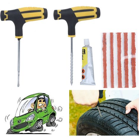 Reifenreparaturset für schlauchlose Reifen, Pannenset für Auto, LKW, Motorrad, Fahrrad, WheelBrown (1/5)