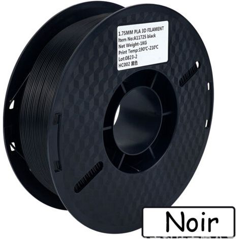 [JAMAIS UTILISÉ]Pièce détachée pour imprimante 3D, Filament pour imprimante 3D, PLA, Ø 1.75mm, Noir, 1Kg (1/2)
