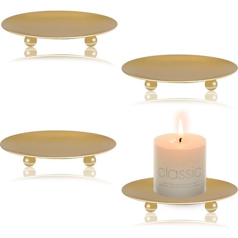 4 supports bougies pilier métal 9 cm, décoratifs pour Noël, mariage, fête et dîner. (1/5)