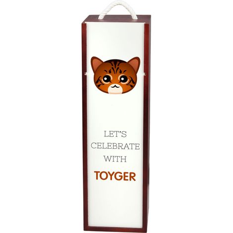 Toyger Cat - Scatola per vino con grafica e iscrizione di Art-Dog (1/5)