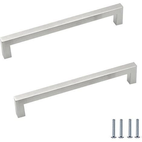 2 Poignées Acier Inoxydable Entraxe 192mm Meuble Cuisine Tiroir Armoire Argent