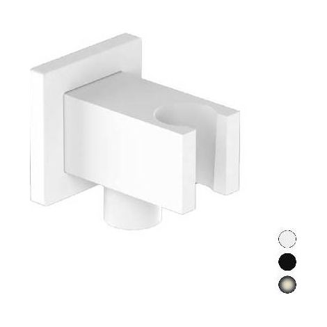 SUPPORT DE DOUCHE MINIMALISTE CARRÉ AVEC PRISE D'EAU Dimensions : nickel brossé mat