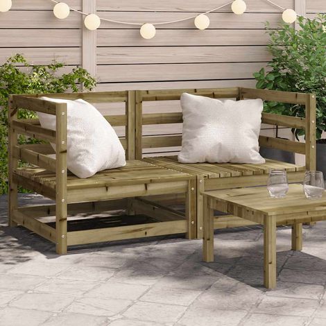 Canapés d'angle de jardin 2 pcs-Salon de jardin Sofa extérieur 70x70x67cm bois de pin imprégné 980108 (1/5)