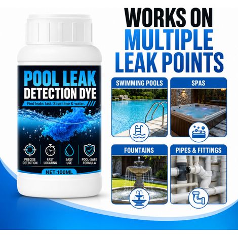 KineShineX swimming pool leak detection dye with high colorimetric water tracer for rapid location of pool pipe connections. (1/4)