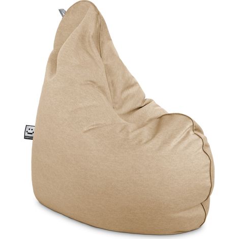 Pouf Poire Relax Velours Vintage Écru XL Sable (1/5)