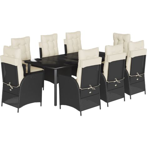 Maison Exclusive - Set de comedor de jardín 9 pzas y cojines ratá (1/5)