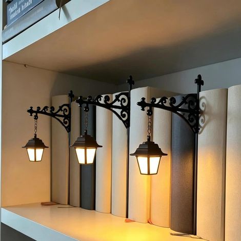 Lot de 3 Lampes Bibliothèque LED Vintage, Lanterne Décorative pour Étagère à Livres, Coin Lecture, Bureau et Bibliothèque, Cadeau pour Lecteurs