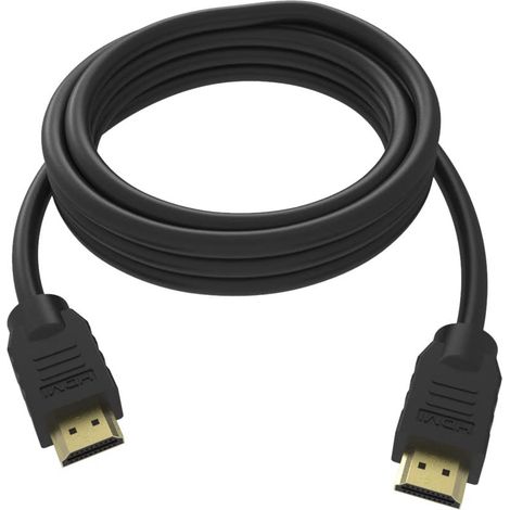 VISION 0.5m Black HDMI cable Câble HDMI professionnel de qualité installation VISION - GARANTIE À VIE - 4K - version HDMI 2.0 - connecteurs plaqués or - Ethernet - HDMI (M) vers HDMI (M) - diamètre ex