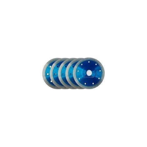 115-mm-Diamanttrennscheibe, 5er-Pack, Diamanttrennscheiben Ø 115 x 1,2 mm x 22,23 mm, für Winkelschleifer, zum Schneiden von Porzellan, Fliesen, Granit, Marmor, Keramik und Stahlbeton, Blau - Crezuo (1/4)