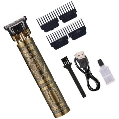 Tondeuse à cheveux pour homme avec lame T imperméable et 4 peignes guide tondeuse à cheveux avec écran numérique LCD Tondeuse à cheveux pour famille et salon de coiffure (1/5)