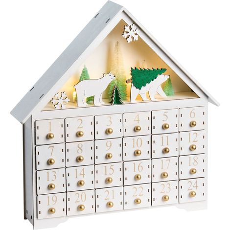 Weihnachtsdekoration LED MJOSA Adventskalender 33 cm Weiß