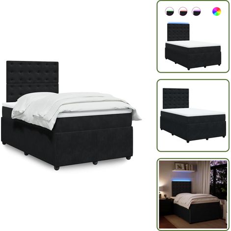Sommier à lattes de lit avec matelas noir 120x190 cm velours - Sommier À Lattes De Lit - Sommiers À Lattes De Lit - Lit - Meuble De Chambre À Coucher (1/5)