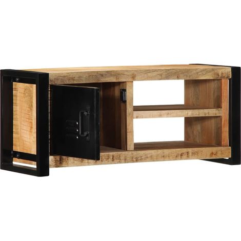 Meuble TV Banc TV Armoire TV 80x30x35 cm bois massif de manguier brut (1/5)