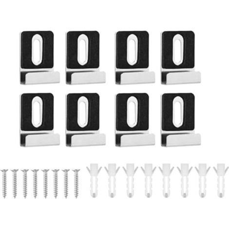 Kit fixation miroir professionnel 8 supports métal, installation murale sécurisée, pour miroirs lourds (1/5)