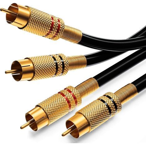 NOLUXA 1,5m Câble Audio RCA Prise 2x RCA sur Prise 2x RCA Câble Audio HiFi Fiches RCA Entièrement en Métal Plaqué (1/5)